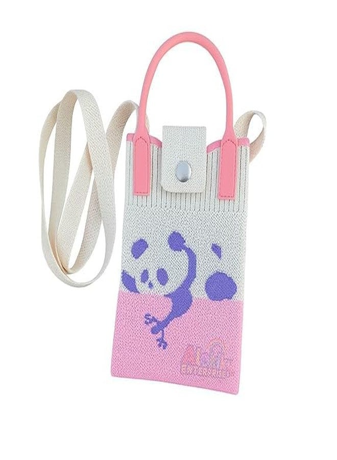 Funspark Cute Panda Kids Shoulder Pencil Pouch with Long Strap | Mini Crossbody Stationery Bag with Snap Closure + Eraser Holder | Lightweight Durable Pouch for Girls & Boys School Use - Image 1